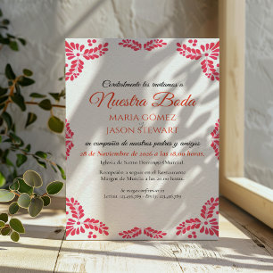 Talavera Orange Floral Minimalist Spanish Wedding Invitation