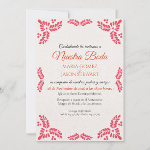 Talavera Orange Floral Minimalist Spanish Wedding Invitation