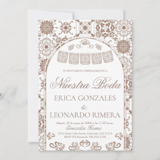 Talavera Papel Picado Spanish Wedding Invitation