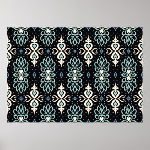 Talavera pattern. Azulejos portugal. Turkish ornam Poster
