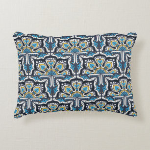 Talavera pattern. Indian patchwork. Azulejos portu Decorative Cushion
