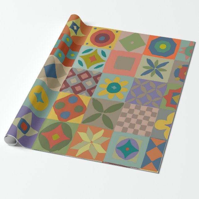Talavera pattern. Indian patchwork. Turkish orname Wrapping Paper (Unrolled)