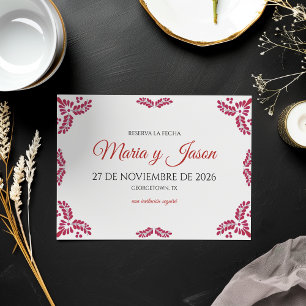 Talavera Red Floral Minimalist Spanish Wedding Save The Date