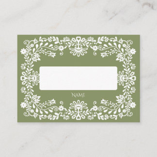 Talavera sage green Mexican wedding Place Card