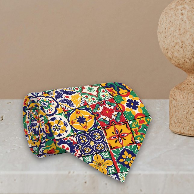 Talavera Spanish Mexico Colourful tiles Tie (Creator Uploaded)