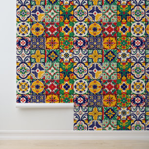 Talavera Spanish Mexico Colourful tiles Wallpaper