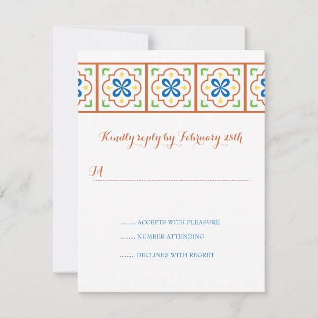 Talavera Spanish Tile Reply Card (Front)