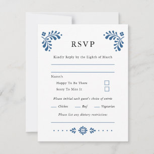 Talavera Style Mexican Wedding RSVP Card