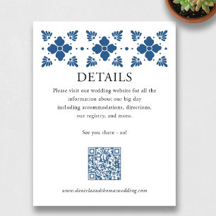 Talavera Style Wedding Details Card with QR Code