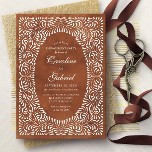Talavera Terracotta Mexican Engagement Party Invitation