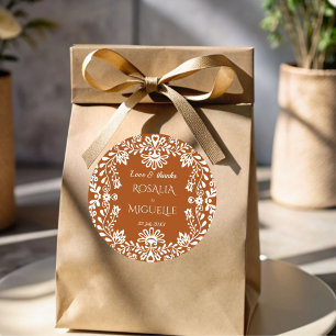 Talavera terracotta Mexican wedding favour Classic Round Sticker
