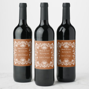 Talavera terracotta Mexican wedding favours custom Wine Label