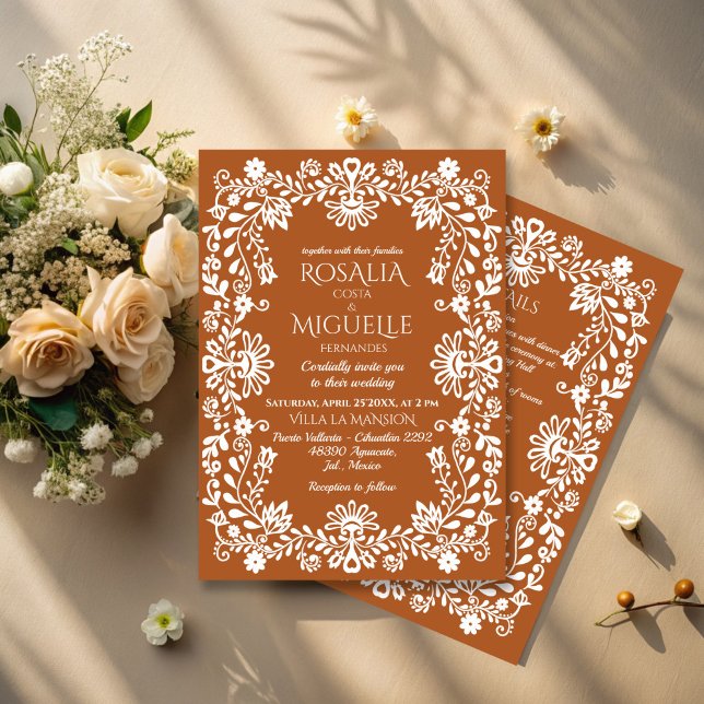 Talavera terracotta Mexican wedding Invitation (Talavera terracotta vintage Mexican wedding Invitation cards with RSVP template instant download)