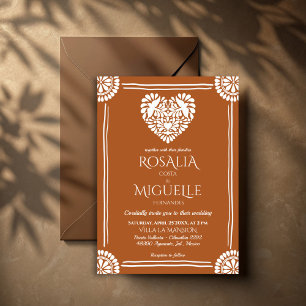 Talavera terracotta Mexican wedding Invitation