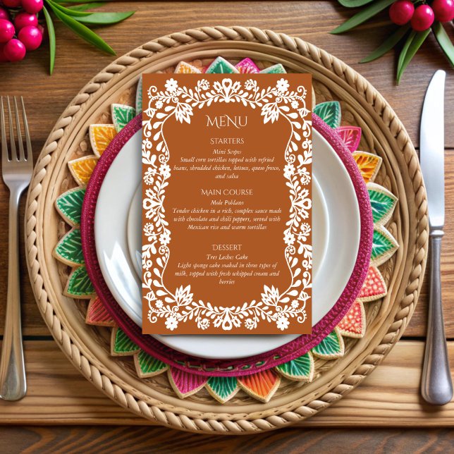 Talavera terracotta Mexican wedding menu cards (Talavera terracotta Mexican wedding menu cards personalized printed menu cards personalized decor)