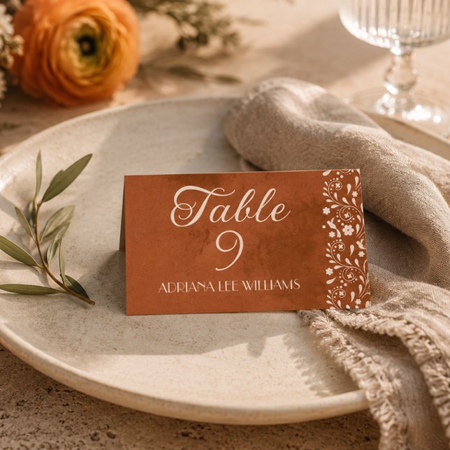 Talavera Terracotta Wedding Place Card (Creator Uploaded)