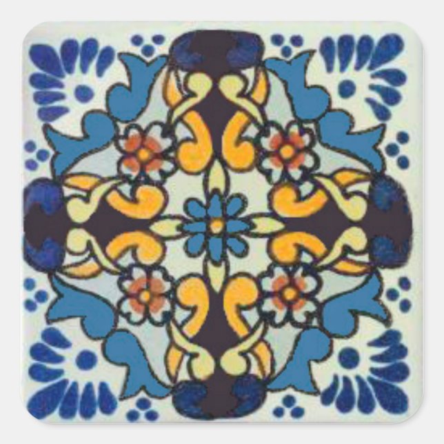 Talavera Tile 1 Square Sticker (Front)