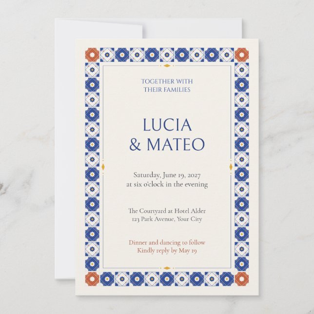 Talavera Tile Border Wedding Invitation (Front)