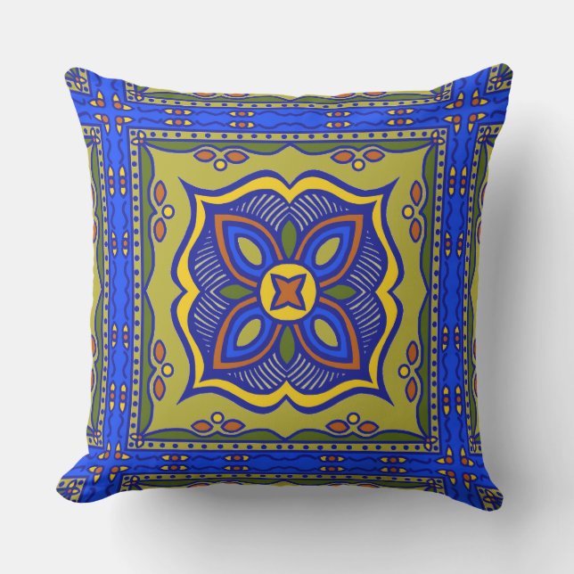Talavera Tile Outdoor Pillow (Front)
