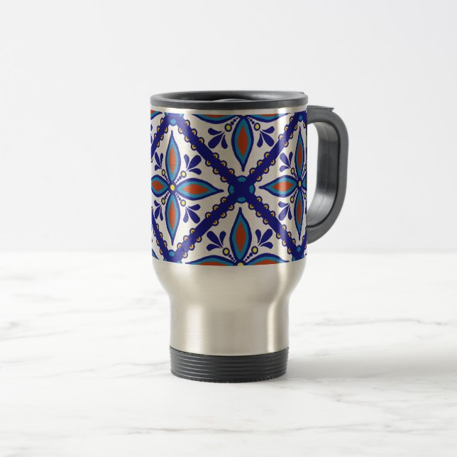 Talavera Tile Travel Mug (Front Right)