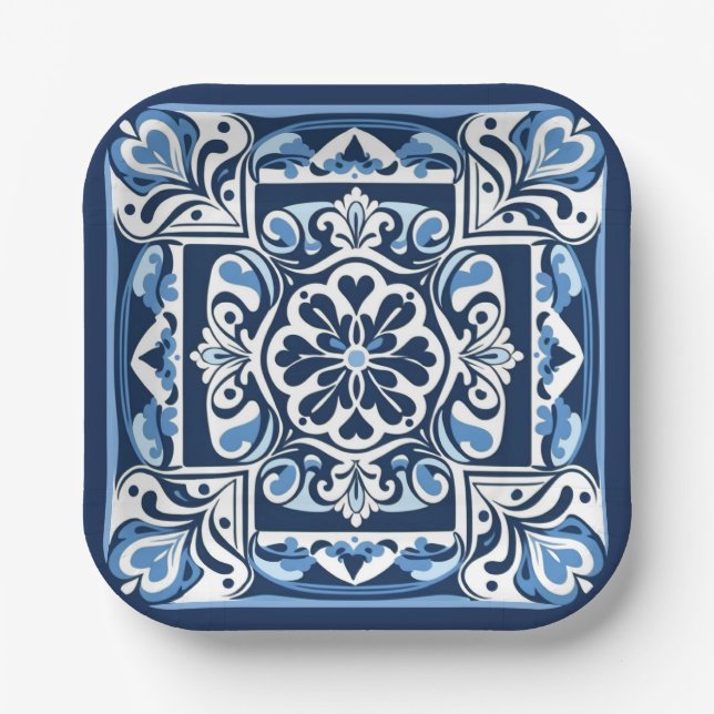 Talavera Tile Uno Paper Plate (Front)