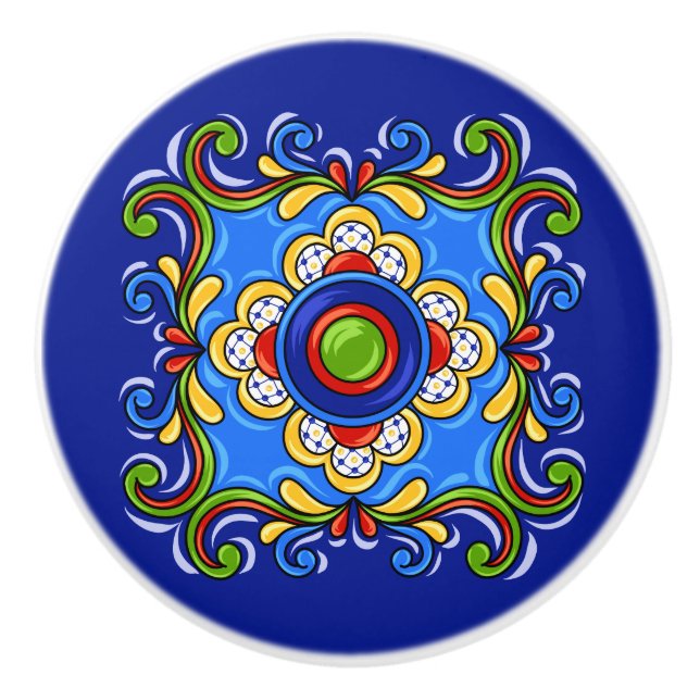 Talavera Tile Version 3 Ceramic Drawer Knob (Front)