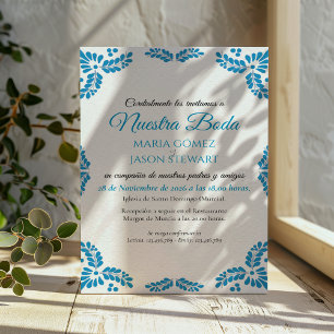 Talavera Turquoise Minimalist Spanish Wedding Invitation