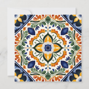 Talavera vintage Mexican all in one wedding Invitation