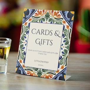 Talavera vintage Mexican wedding gifts Pedestal Sign