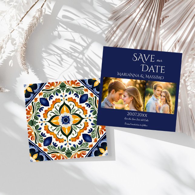 Talavera vintage Mexican wedding photo Save The Date (Talavera vintage Mexican wedding photo Save The Date)