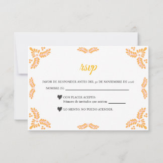 Talavera Yellow Floral Minimalist Spanish Wedding RSVP Card