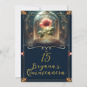 Tale as old as Time Enchanted Rose Quinceañera Invitation
