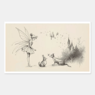  Tale–Themed Black and White Painting Images Rectangular Sticker