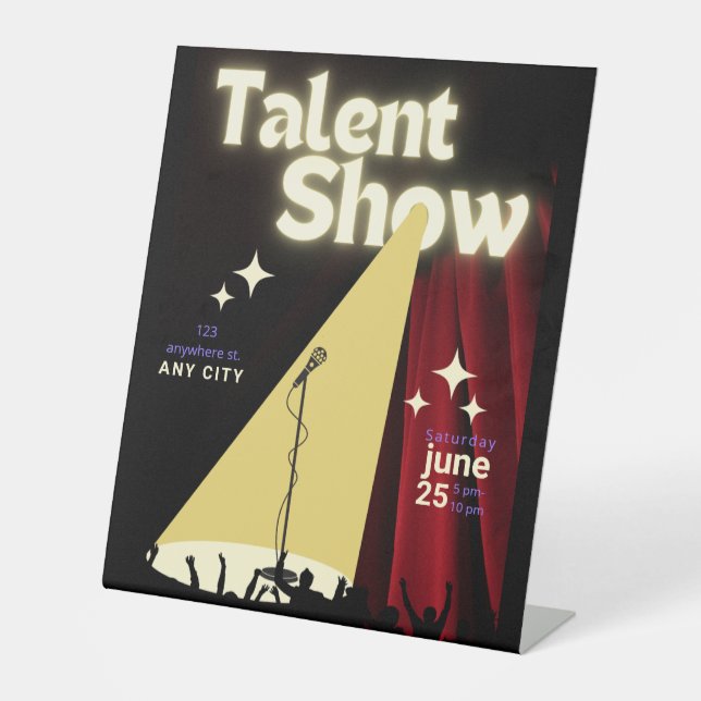 Talent Show FLyer, Show Flyer, Talent Contest Pedestal Sign (Front)