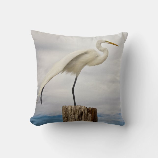 Talented Egret | Fort Myers Beach, Florida Cushion (Front)