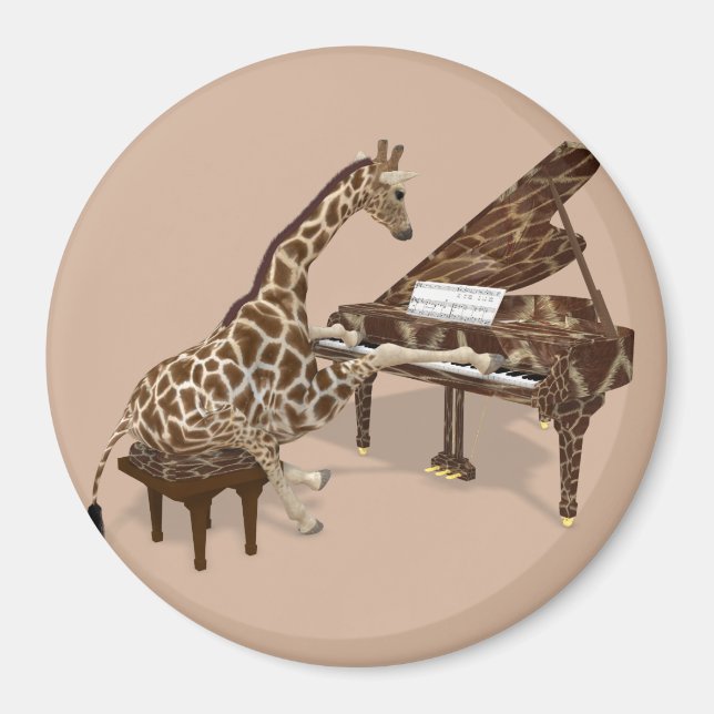 Talented Giraffe Plays Grand Piano Magnet (Front)