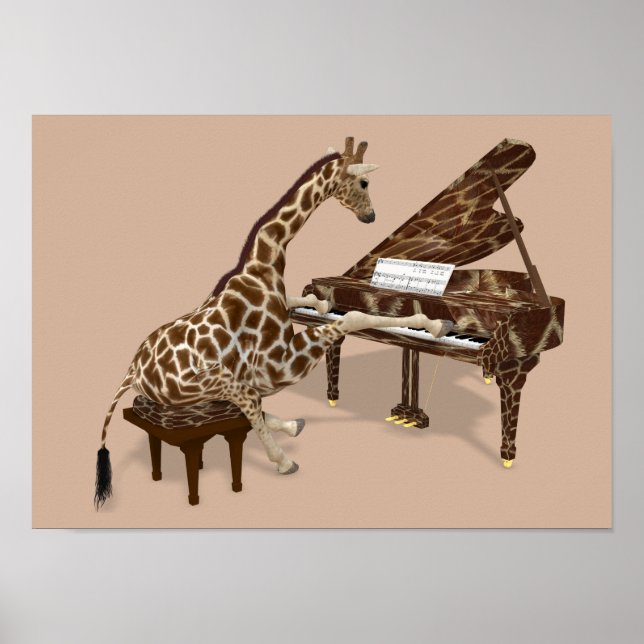 Talented Giraffe Plays Grand Piano Poster (Front)