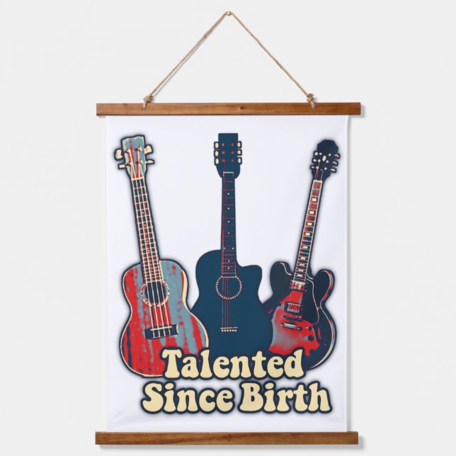 Talented since birth. retro colourful guitars  hanging tapestry (Front)
