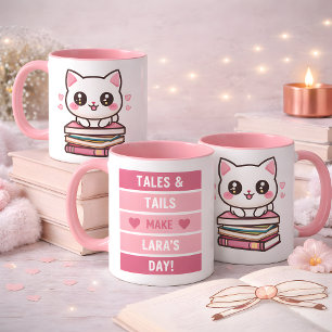Tales And Tails Make My Day - Cat And Books Mug