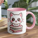 Tales And Tails Make My Day - Cat And Books Photo<br><div class="desc">The Tales & Tails Mug blends playful design with personal touches, featuring a cute illustrated cat perched on a stack of books alongside the phrase "Tales & Tails Make My Day, " framed by paw prints and hearts. This cosy and creative design is perfect for anyone who loves their pets...</div>