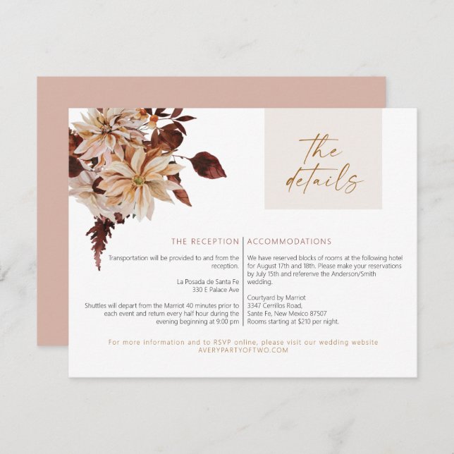 TALIA Bohemian Terracotta Floral Details Card (Front/Back)