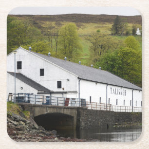 Talisker whisky distillery on Skye, Scotland Square Paper Coaster