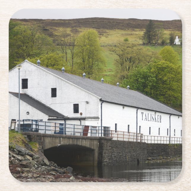 Talisker whisky distillery on Skye, Scotland Square Paper Coaster (Front)