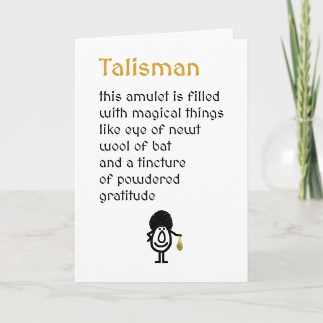 Talisman A Funny Thank You Poem Card (Front)
