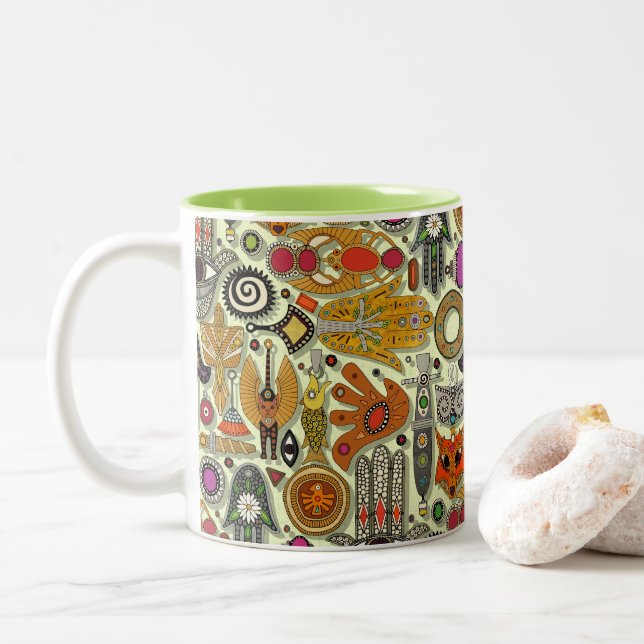 talismans honeydew Two-Tone coffee mug (With Donut)