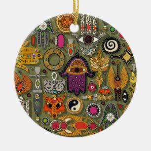 talismans moss ceramic tree decoration