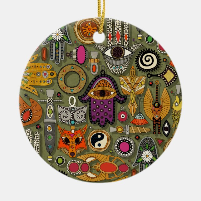talismans moss ceramic tree decoration (Front)