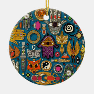 talismans peacock ceramic tree decoration