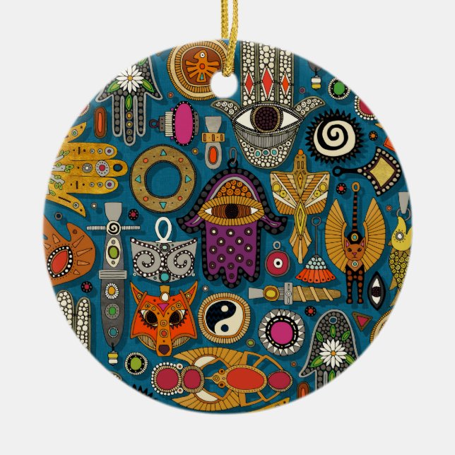talismans peacock ceramic tree decoration (Front)