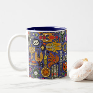 talismans violet blue Two-Tone coffee mug